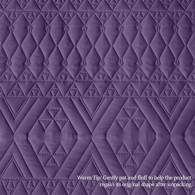 akkialla King/Cal King Quilt Set, Purple Lightweight Microfiber Bedspread Coverlet, Boho Geometric Pattern, Soft All-Season Bedding, 3-Piece (1 Quilt, 2 Pillow Shams) | Breathable fabric, Modern style