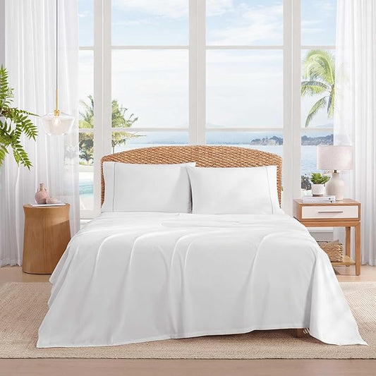 Tommy Bahama - King Sheet Set, Crisp & Cool Cotton Percale Bed Sheets, Deep Pockets, Bedding with Matching Fitted Sheet & Pillowcases (Boardwalk Blue)