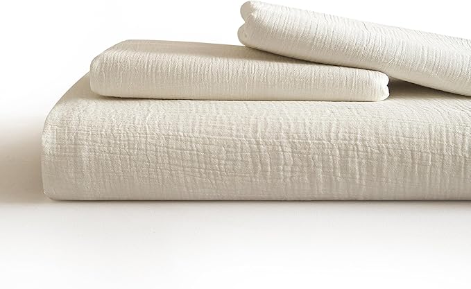 SE SOFTEXLY Muslin Duvet Cover Queen Size, 100% Washed Cotton Duvet Cover Set, Ultra Soft Comforter Cover Linen Like, 3 Pieces Minimalist Gauze Duvet Cover with 2 Pillowcases, 90"x90", White