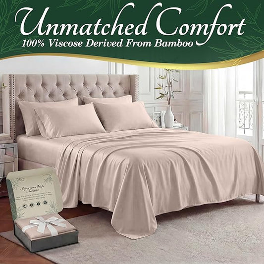 DECOLURE 100% Viscose Derived from Bamboo Sheets Twin Size - Luxury 4 Pc Naturally Cooling Sheets, Ultra Soft Bed Set - Deep 17" Pockets, Durable Double Stitching, Oeko Tex Standard (Light Pink)