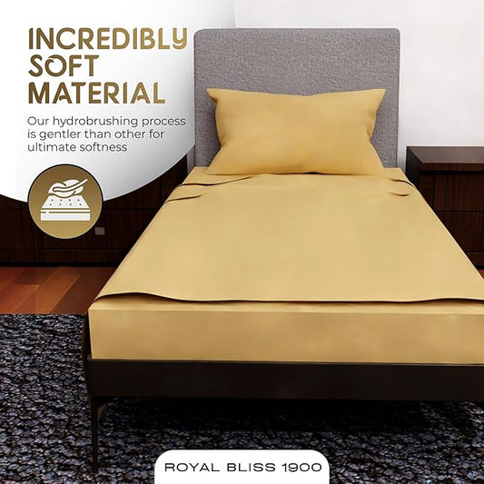 Twin Bedding Sets - 3-Pcs Set - Deep Pockets - Cooling Sheets - Soft & Cozy Twin Size Sheets - Comfortable Bed Sheets for Bedroom (Gold)