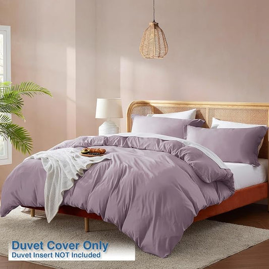 Nestl Dusty Purple California King Duvet Cover Sets - Soft Double Brushed Cal King Duvet Cover, 3 Piece, with Button Closure, 1 Duvet Cover 104x98 inches and 2 Pillow Shams