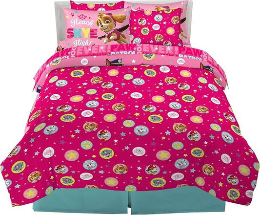 Paw Patrol Girls Kids Bedding Super Soft Comforter And Sheet Set With Sham, 7 Piece Full Size, (Official) Nickelodeon Product By Franco