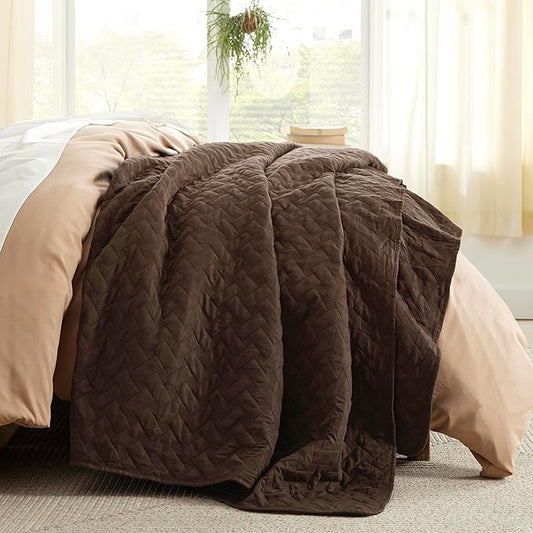 Bedsure Quilts Queen Size - Lightweight Bedspreads Queen Size with Basket Weave Pattern, Soft Quilt Bedding Set, Brown Comforter Set Coverlet for All Seasons with 2 Pillow Shams (90" x 96") | Skin-Friendly Soft, All-Season Comfort, Breathable, Lightwei...