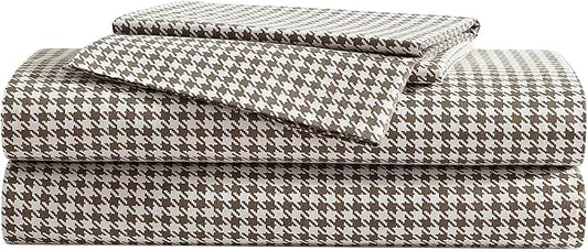 Eddie Bauer - Queen Sheet Set, Crisp & Cooling Sheets w/a Naturally Smooth Cotton Percale Lightweight Feel - Matching Pillowcases & Deep Pocket Fitted Sheet (Harrison Brown)