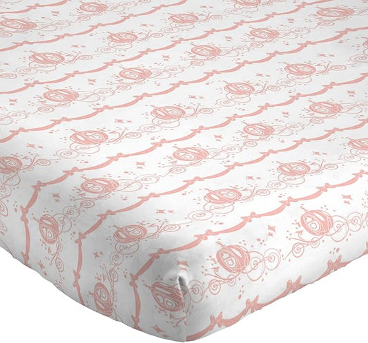 Jay Franco Kids Sheet Set with Fitted, Flat Sheets & Pillow Cover - Ultra-Soft Bedding with Pillowcase for Room Decor, White - Princess Cinderella, 4 Piece Queen