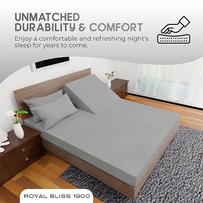 Split Top California King Sheet Set Ultra-Soft Egyptian Quality Bed Sheets Set - Double Brushed -Deep Pockets -Easy Fit - Fade Resistant - 4 Piece Set (Silver)