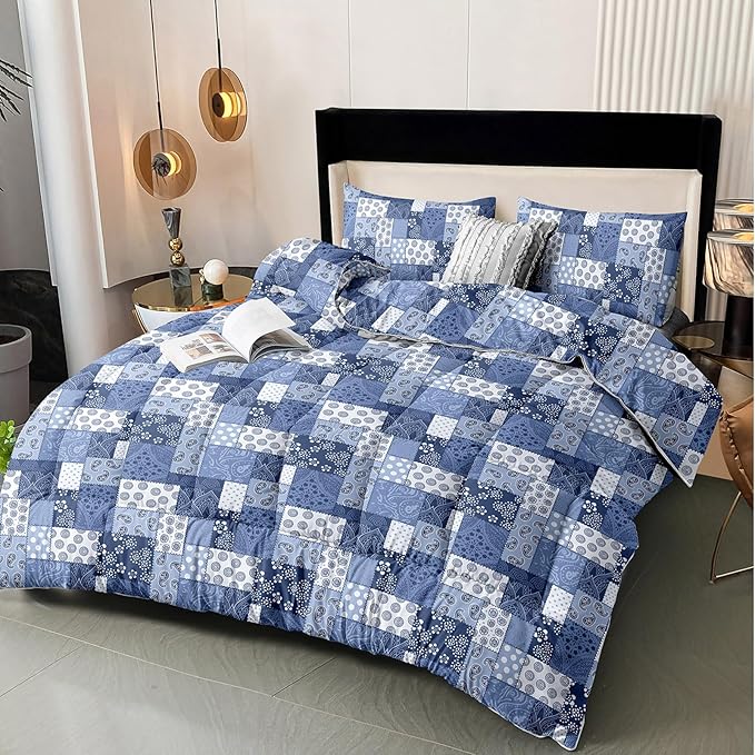 HighBuy King Size Comforter Set Jacquard Medallion Comforter Hotel Quality Dark Grey Blue King Comforters for Men Teens Boho Bedding Set 3 Piece Comforter Fluffy with 2 Pillowcases,Kids Boys