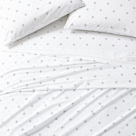 Nautica - King Sheets, Cotton Percale Bedding Set, Casual Home Decor (Star Spangled Coastal Navy, King)