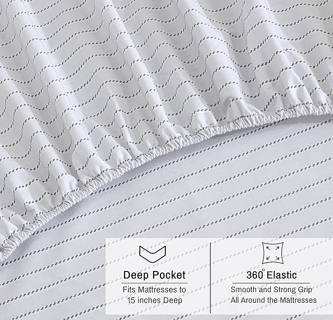 RUVANTI 100% Organic Cotton Sheets Twin Size, Percale Weave, GOTS Certified, 3-Piece Set, Deep Pocket 15", Crisp & Breathable, Soft Durable Bedding, Sábanas Algodón Orgánico – Construction Line