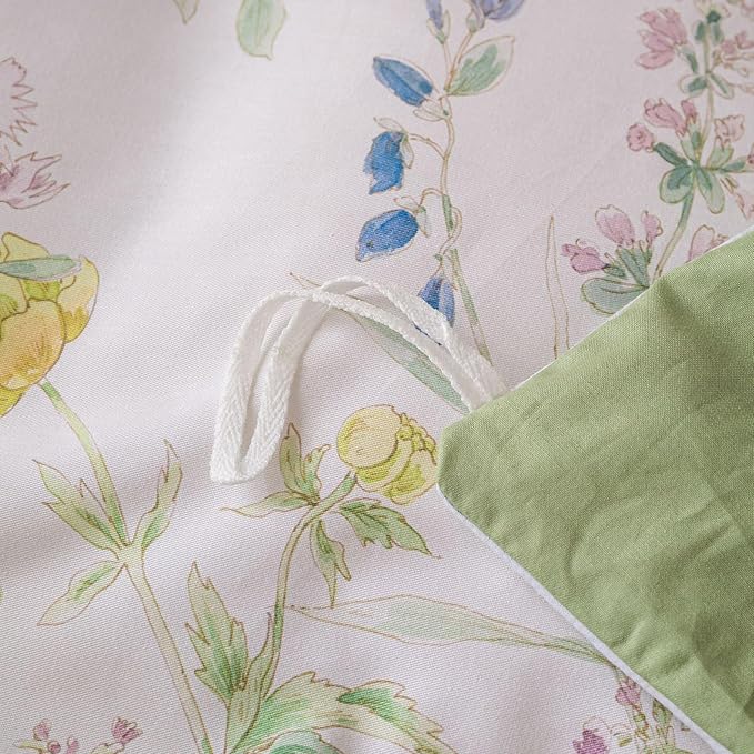 OAITE Duvet Cover Set King Size Floral Pattern Ultra Soft 100% Cotton Duvet Cover Sets 3-PC, Breathable Duvet Cover with Zipper Closure & Corner Ties(2 Pillow Shams,1 Duvet Cover)
