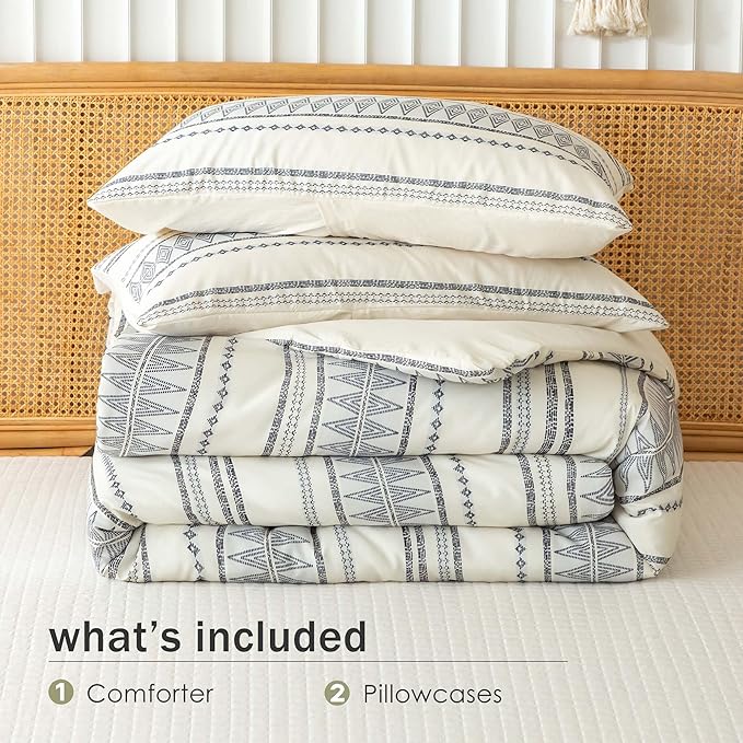 COTTEBED Western Comforter Set Twin Beige Ultra Soft Lightweight Microfiber Bohemian Chic Aztec Comforter 1 Down Comforter Set & 2 Pillowsham for All Season Use,Boho Quilt Set Twin