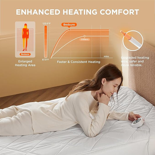 Bedsure Heated Mattress Pad Twin XL- Bed Warmer with Memory & Preheat Functions, 12-Hour Auto Off & 10 Heat Settings, Single Controller, Fast Heating, Brushed Electric Mattress Pad Twin XL, 39"x80"