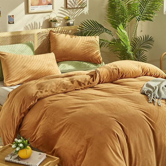 CLOTHKNOW Brown Comforter Twin/Twin XL Fluffy Bedding Comforter Sets Burnt Orange Bedding Comforter Terracotta Bedding Collection 3Pcs Bedding Comforter Sets
