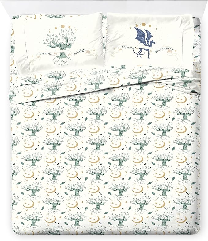 Jay Franco Kids Comforter Set Includes Sheets and Pillow Covers - Soft and Cozy Bed Set for Stylish Room Decor, Official Licensed Product, Green - Harry Potter, 7 Piece King