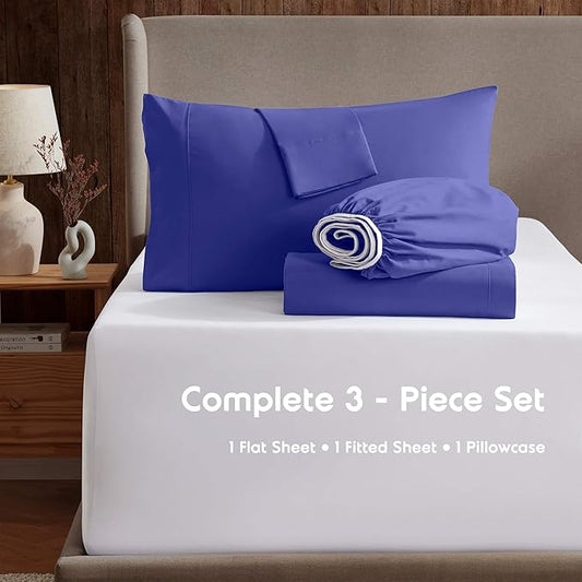Nestl Twin XL Sheet Set - College Dorm Size - Luxury 1800 Ultra-Soft Microfiber Twin Extra Long Bed Sheets - Deep Pockets - Easy Fit - Extra Soft - 3 Piece Set (Twin XL, Royal Blue)