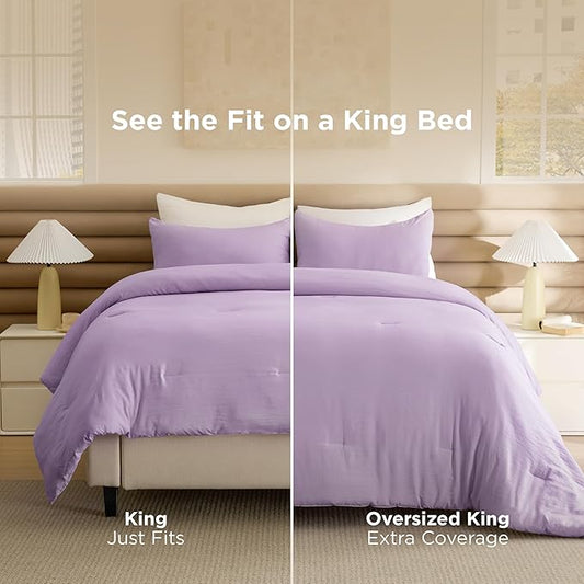 Bedsure Full Comforter Set, Lavendar Soft Prewashed Bedding for All Seasons, 3 Pieces GentleSoft™ Bed Set, 1 Lightweight Comforter (82"x86") and 2 Pillowcases (20"x26")