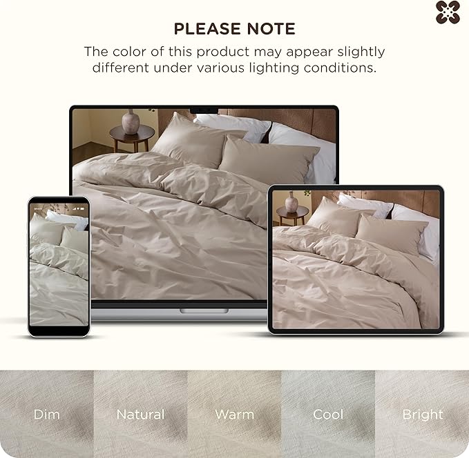 Bedsure Cotton Duvet Cover Full - Luxury Slub Weave 100% Cotton Duvet Cover Set, PureWoven Bedding Set with a Linen Like Textured, Easy Change, Natural Linen, 80" x 90"