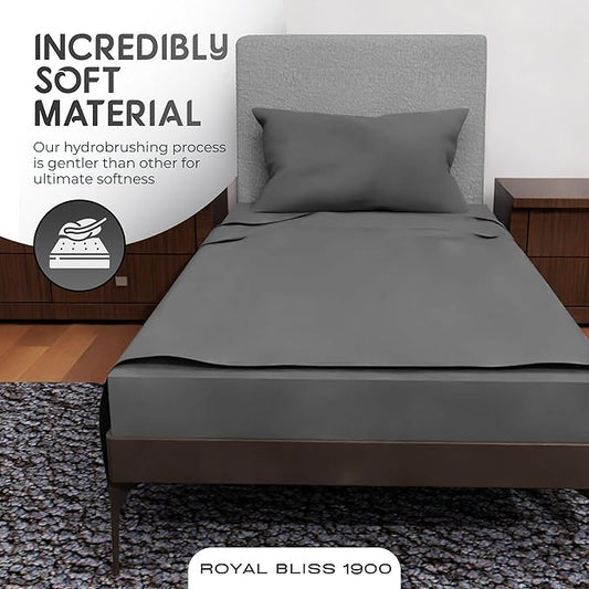 Twin XL Sheet Sets - 3 Pcs Set - Fade Resistant Double Brushed Microfiber Deep Pocket Sheets, Cooling Sheets, Dark Grey