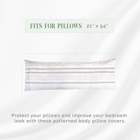 Elegant Comfort Ultra Soft 1-Piece Set Striped Print Pillowcases - 1500 Premium Hotel Quality Microfiber, Soft and Smooth Hidden Zipper Closure 1-Piece Pillow Covers - Body Pillowcase, Traci Linen