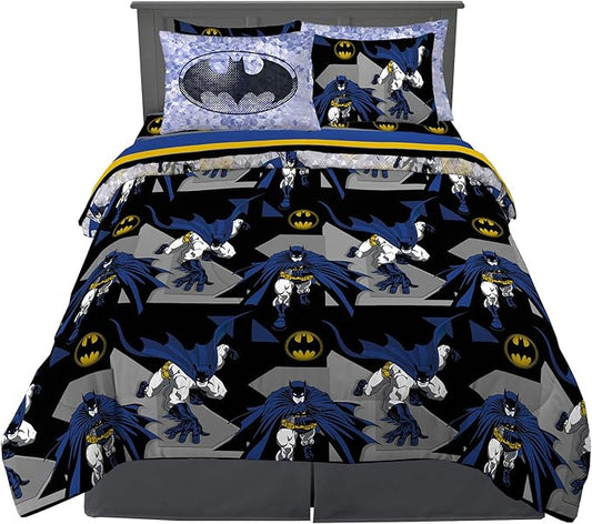 Franco Kids Bedding Super Soft Comforter and Sheet Set with Sham, 7 Piece Full Size, Batman