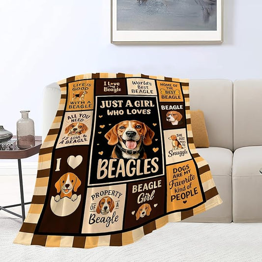 Beagle Blanket Super Soft Warm Fluffy Fleece Flannel Dog Animal Throw Blanket Cozy Fuzzy Plush Stuff Bedding Blankets Gifts for Women Kids Boys Girls Adults 60"X50"