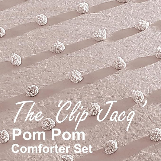 Swift Home Twin/Twin XL Blush Comforter Set - Decorative Tufted Pom Poms Bedding Set - 2 Pieces Bed Linen, 1 Comforter and 1 Pillow Sham
