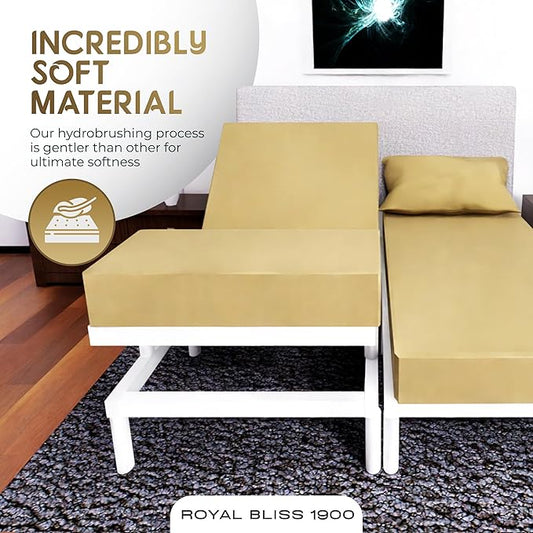 Split Queen Sheets - 5 Pcs Set for Adjustable Bed - Soft, Wrinkle-Resistant (Gold)