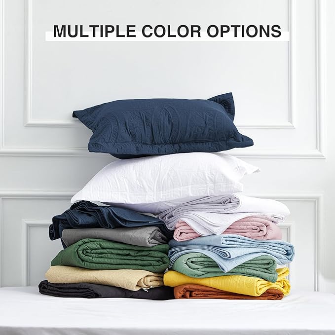 Love's cabin Quilts for Queen Bed Navy Blue Bedspreads - Soft Bed Summer Lightweight Bedspread Comforter - Modern Style Coin Pattern Coverlet for All Season - 3 Pieces (1 Quilt, 2 Pillow Shams)