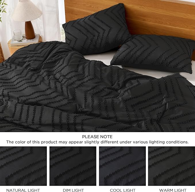 Litanika Black Full Comforter Sets, Lightweight Fluffy Bedding Comforter Sets for Bed, 3 Pieces Down Alternative Comforter Bed Set Gift Choice (79x90Inches, 1 Comforter and 2 Pillow Shams)