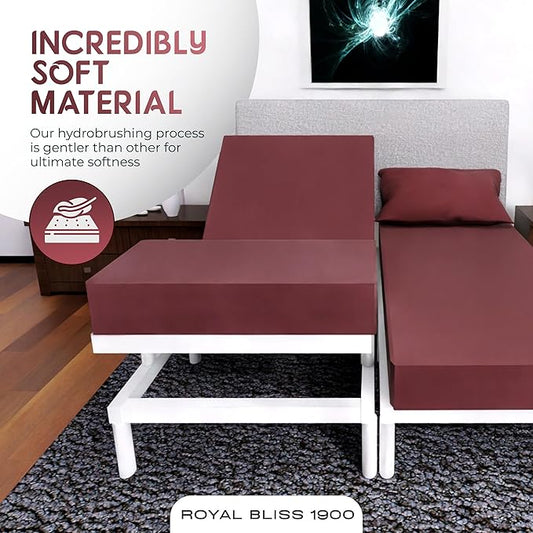 Split Queen Sheets - 5 Pcs Set for Adjustable Bed - Soft, Wrinkle-Resistant (Burgundy)