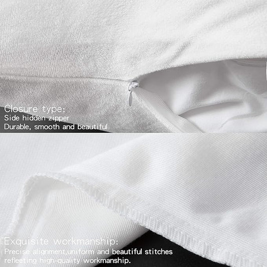NTBAY Velvet Soft Solid Color Zipped Toddler Pillowcases, 2 Pack Cozy Luxury Zippered Plush Baby Travel Pillow Cases, 13x18 Inches, White
