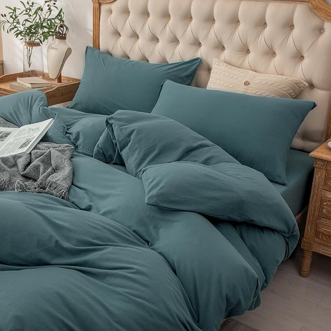 PURE ERA Jersey Knit Pillowcases 100% T-Shirt Cotton Super Soft Comfy Breathable, Set of 2, Standard 20" x 26", Solid Cerulean Blue