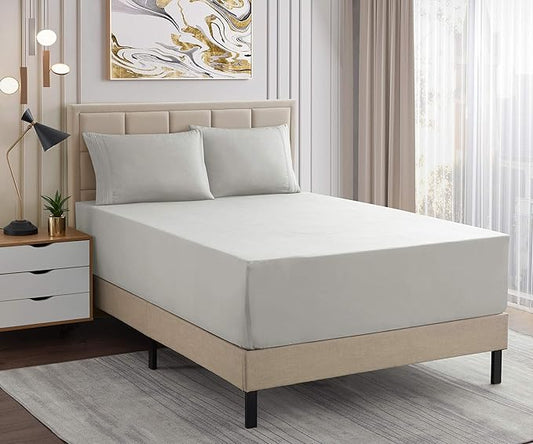1500 Supreme Collection Extra Deep Pocket Sheets Set - Luxury Soft Bed Sheets, Wrinkle Free, Bedding, Over 40 Colors, 21 inch Extra Deep Pocket, California King, Silver