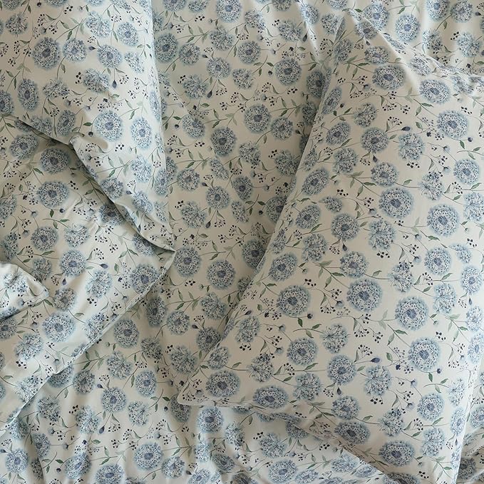Floral Queen Comforter Set Down Alternative Boho Bedding Set 100% Cotton Cute Fluffy Lightweight Bedding Comforter Sets for Girls Soft Puffy Teen Bed Comforter with 2 Pillowcases