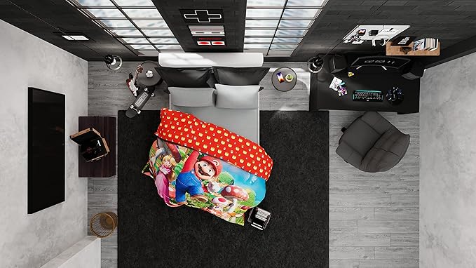The Super Mario Bros. Movie Kids Bedding Super Soft Microfiber Reversible Comforter, Twin/Full Size 72" x 86", (100% Official Licensed Product) by Franco