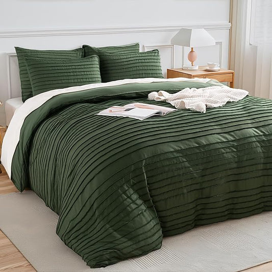 NEXHOME PRO Twin Duvet Cover,2 Pieces Boho Tufted Duvet Cover Set, Soft and Lightweight 100% Washed Microfiber Comforter Cover Set for All Season(Forest Green,66 x 90)-No Comforter