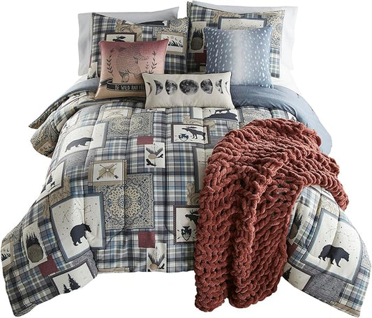 Donna Sharp King Comforter Set - 3 Piece Set - Forest Symbols - King Comforter and Two King Pillow Shams - Machine Washable