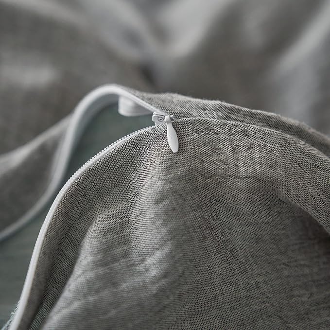 EAVD Dark Grey Duvet Cover Full Soft Breathable 100% Muslin Cotton Gauze Bedding Set with 2 Pillowcases Modern Simple Solid Dark Grey Bedding Set with Zipper Closure