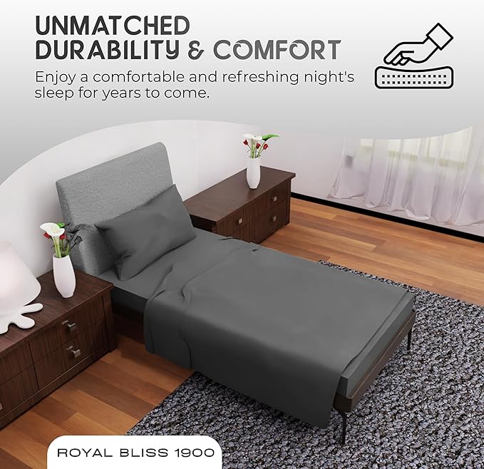 Twin XL Sheet Sets - 3 Pcs Set - Fade Resistant Double Brushed Microfiber Deep Pocket Sheets, Cooling Sheets, Dark Grey