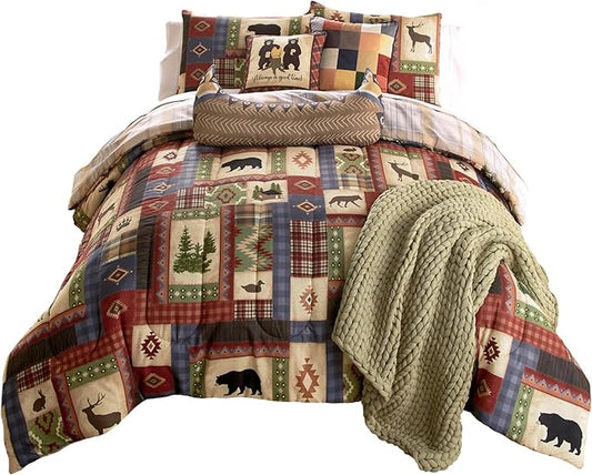 Donna Sharp Queen Bedding Set - 3 Piece - Forest Grove Lodge Comforter Set with Queen Comforter and Two Standard Pillow Shams - Machine Washable