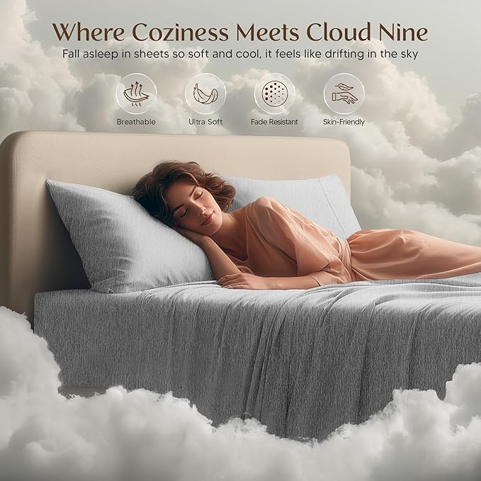 Utopia Bedding Twin Sheet Set – 3 Piece Bed Sheets for Cal King Size Bed, Soft and Breathable Microfiber, Includes 1 Fitted Sheet, 1 Flat Sheet and 2 Pillowcases (Heather Grey)