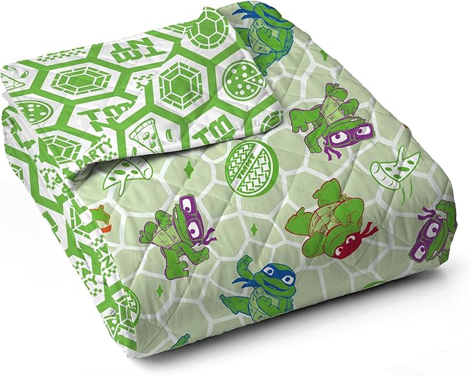 Northwest Nickelodeon Teenage Mutant Ninja Turtles Pizza Party Quilted Throw Blanket, Comfy Throw, Adults Boys Girls, Soft Lightweight Bedding for Bed, or Couch, 60 x 80 inches
