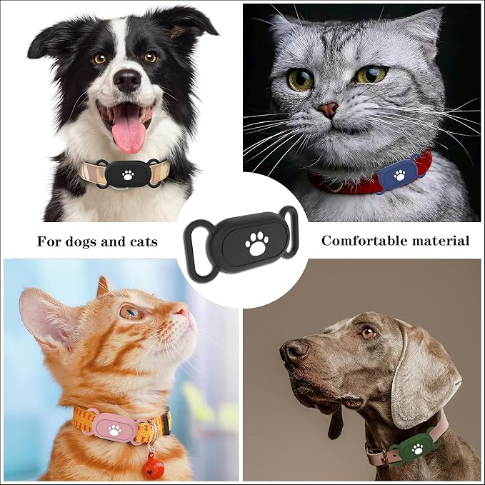 2 Pack Waterproof Dog Collar Holder Compatible with Samsung Galaxy SmartTag2, Silicone GPS Tracker Hidden Loop Holder for Smart Tag2, Anti-Lost Collar Tag2 Paw Case (Black Green)