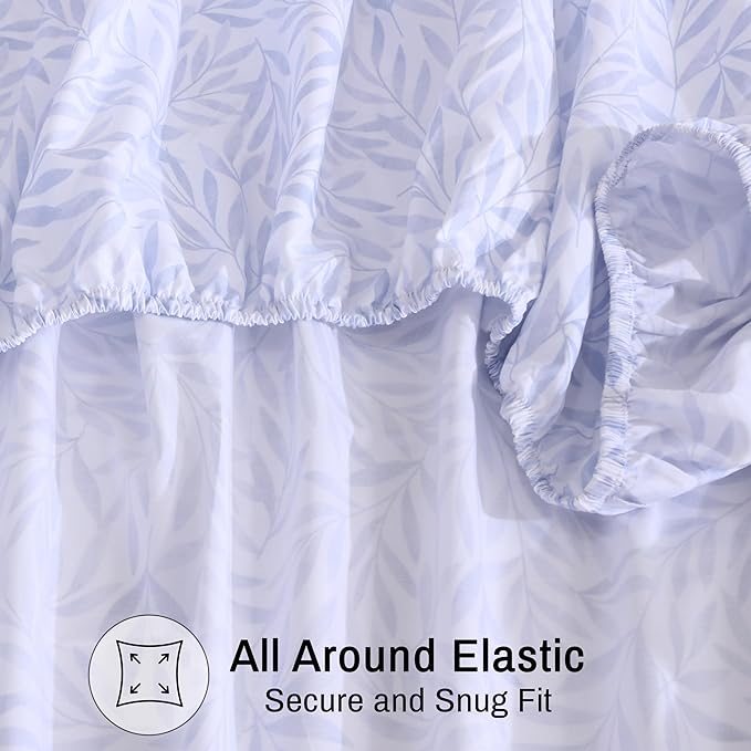 ZOYER 100% Cotton Sheets – Twin XL Size Percale Bedding, Cooling & Breathable, Durable with a Crisp, Soft & Comfortable Feel, 16" Deep Pocket, 3-Piece Set, Blue Autumn