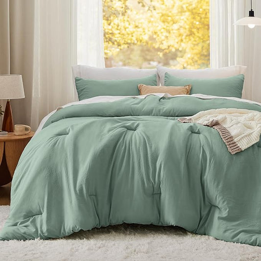 Bedsure Twin/Twin XL Comforter Set, Sage Green Soft Prewashed Bedding for All Seasons, 2 Pieces GentleSoft™ Bed Set, 1 Lightweight Comforter (68"x88") and 1 Pillowcase (20"x26")