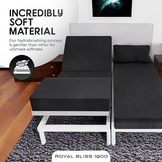 Split Queen Sheets - 5 Pcs Set of Sheets for Adjustable Bed - Soft, Wrinkle-Resistant (Black)