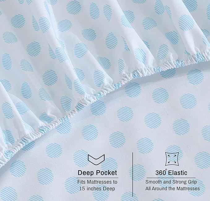 RUVANTI 100% Organic Cotton Sheets Split King, Percale Weave, GOTS Certified, 5-Piece Set, Deep Pocket 15", Crisp & Breathable, Soft Durable Bedding, Sábanas Algodón Orgánico – Circle Imprint