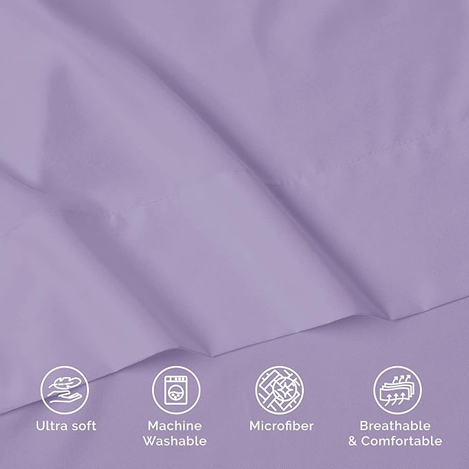 Luxury Flat Sheet on Amazon Elegant Comfort Wrinkle-Free 1500 Premier Hotel Quality 1-Piece Flat Sheet, Queen Size, Lilac