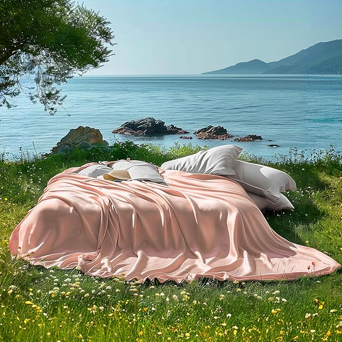 Sheal Cooling Comforter Queen Size 80'' x 90'', Q-Max Rating of >0.4, Double-Sided Cool Tech Comforter & Colors, All-Season Lightweight Blanket to Quickly Cool Down, Pink Blue